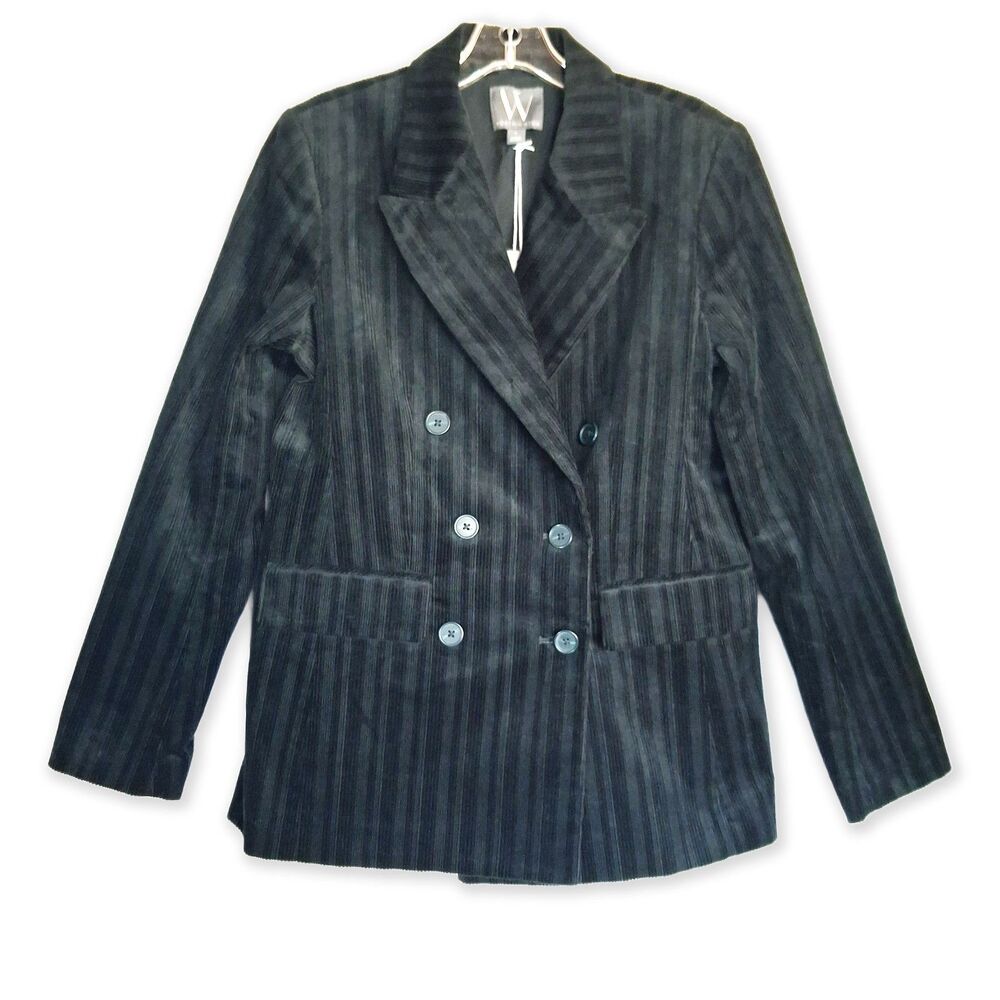 Worthington NWT Forest Corduroy Double-Breasted Pinstripe Jacket Blazer Size 6